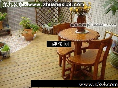 中式阳台实景图茶点桌