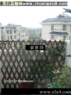 篱笆中式阳台实景图绿植