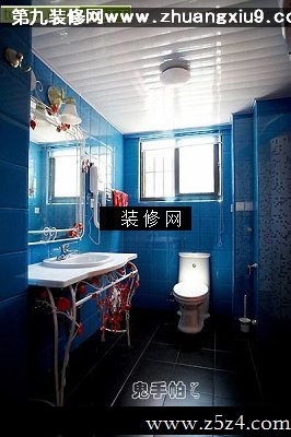 鬼手帕作品新婚房蓝色时尚卫生间实景图洗手池